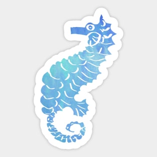 Watercolor Design in Turquoise and Blues Filled Seahorse Sticker